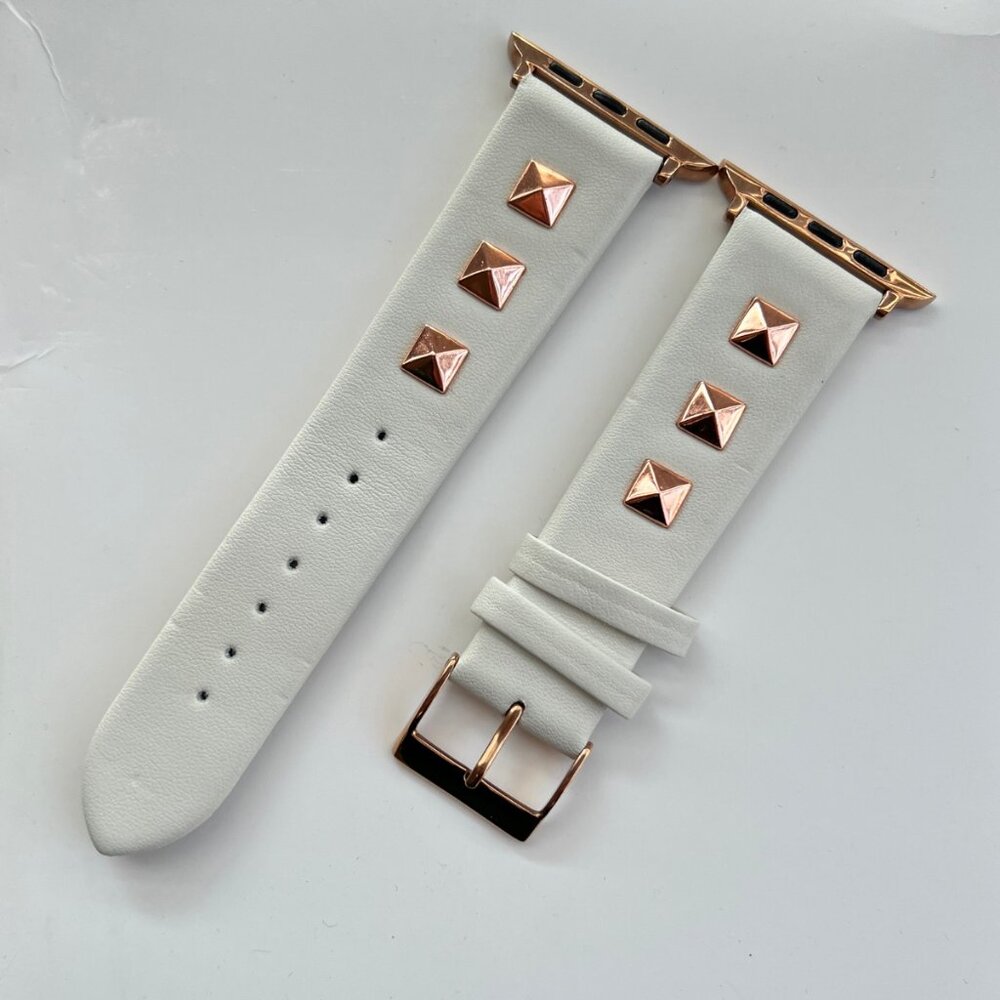 NEW Apple Watch Band Rose Gold Stud Faux Leather Strap Size 38/40/41mm